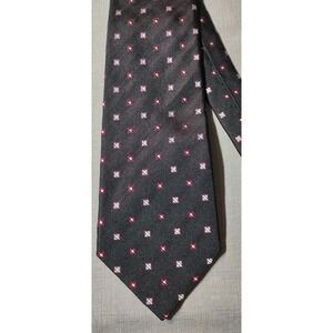 Bruno Piattelli Pure Silk Tie Black Square Pattern Hand Made 100% Silk